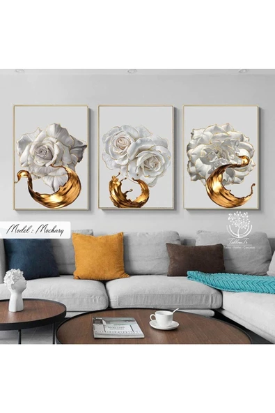 Tablomtr Metal Çerçeveli Gerçek Camlı Tablo Mochary 3 Lü Set
