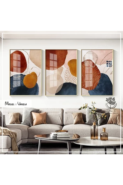 Tablomtr Metal Çerçeveli Gerçek Camlı Tablo Varela 3 Lü Set
