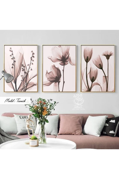Tablomtr Metal Çerçeveli Gerçek Camlı Tablo Teenick 3 Lü Set