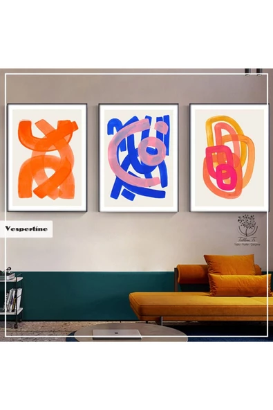 Tablomtr Metal Çerçeveli Gerçek Camlı Tablo Vespertine 3 Lü Set - 2