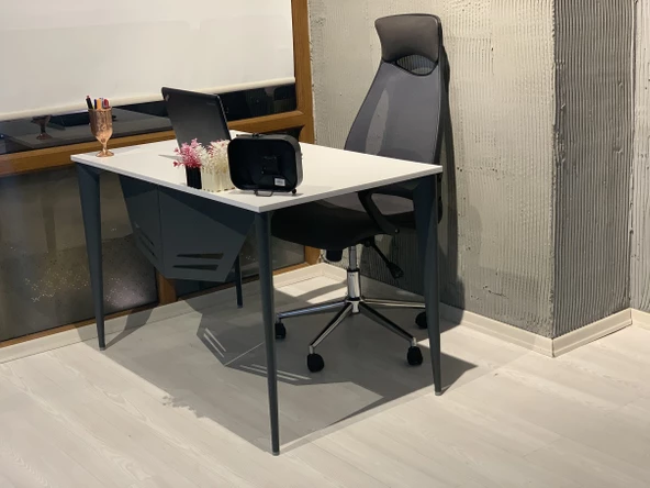 Uzay Ofis Dion Çalışma Masası - Beyaz - Antrasit - 2