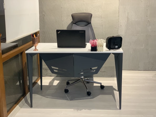 Uzay Ofis Dion Çalışma Masası - Beyaz - Antrasit - 5