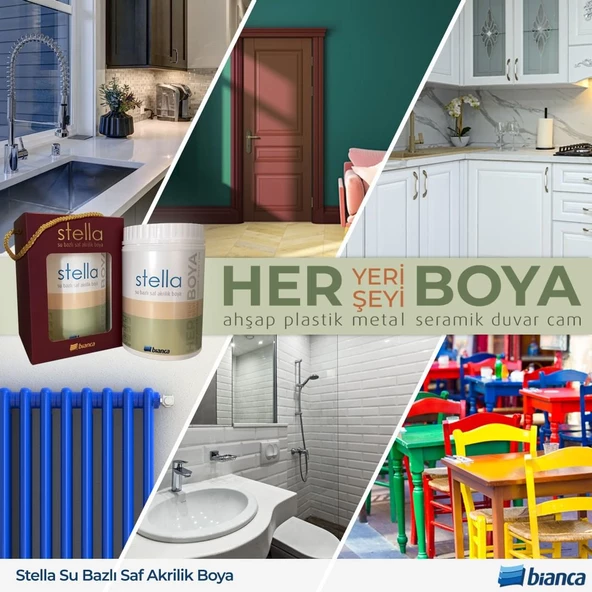 Bianca Stella Su Bazlı Saf Akrilik Boya Tüm Renkler 1Lt Her Yeri Boyar - 5