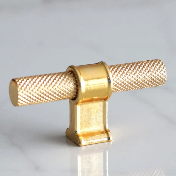 Metal Kulp Tek Vida Tırtık Desen Çekmece Mutfak Mobilya Dolabı Dolap Kulpları Kulbu Altın Gold - Resim 5