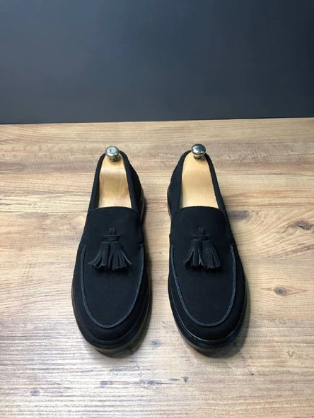 Blaze Bağcıksız Püsküllü Süet Erkek Günlük Spor Klasik Ayakkabı ST Siyah - 2