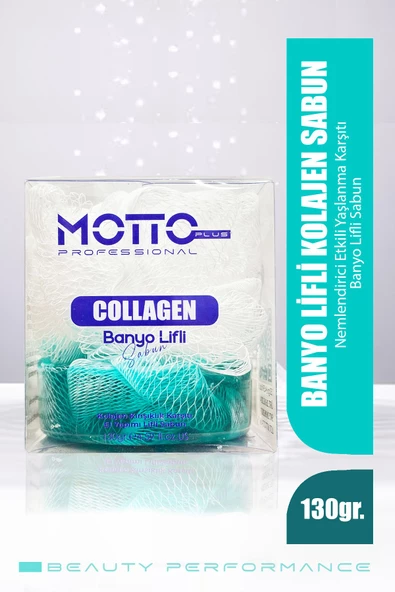 Motto Plus Professional Yaşlanma Karşıtı ve Nemlendirici Kolajen Özlü Banyo Lifli Sabun 130gr.