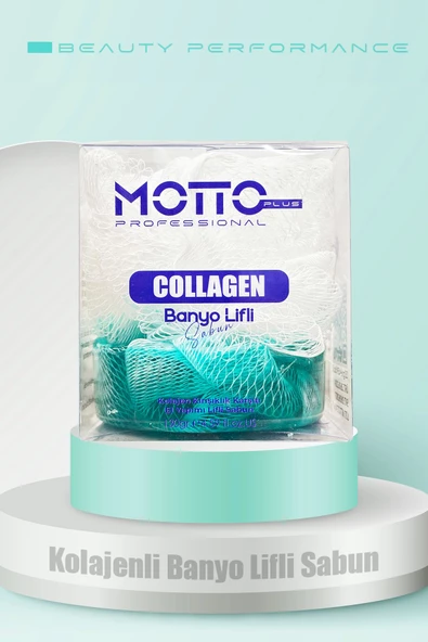 Motto Plus Professional Yaşlanma Karşıtı ve Nemlendirici Kolajen Özlü Banyo Lifli Sabun 130gr. - 3