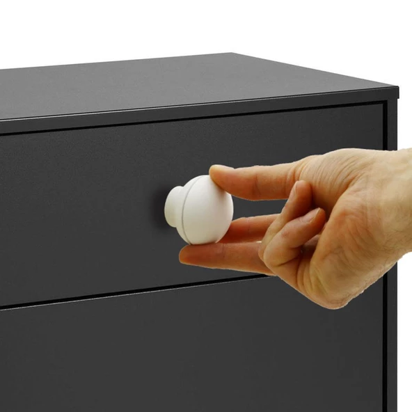 Düğme Mobilya Dolap Çekmece Kulpu Kulbu Plastik Beyaz Tek Vidalı Kulp - 2
