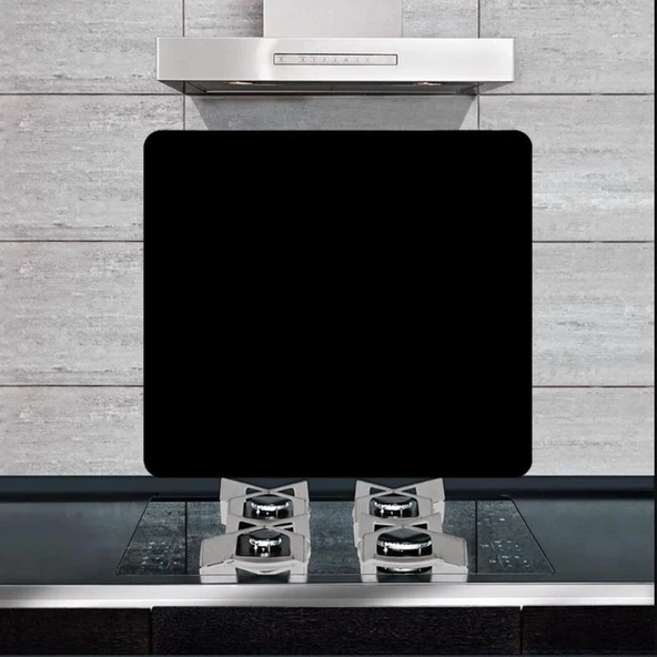 50x60cm - Cam Ocak Koruyucu - Düz Siyah Desenli ürün görseli 1