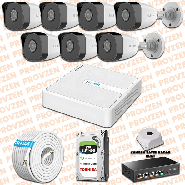 Provzen Hilook İp Kamera Seti 1080p Fullhd 7 Güvenlik Kamerası