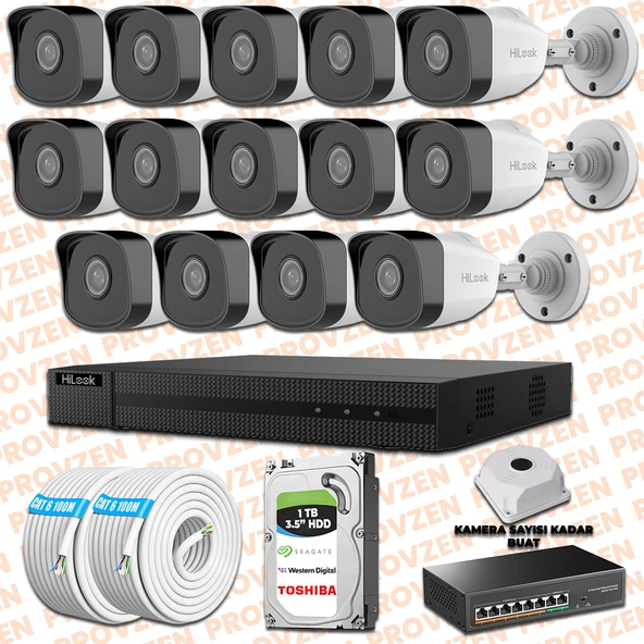 Provzen Hilook İp Kamera Seti 1080p Fullhd 14 Güvenlik Kamerası
