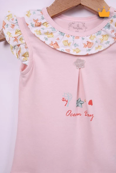 Babydola Kız Bebek Balık Desen Şortlu Takım 15097 - 4