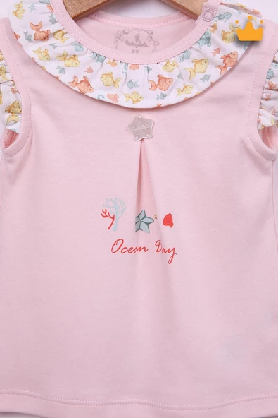 Babydola Kız Bebek Balık Desen Şortlu Takım 15097 - 3