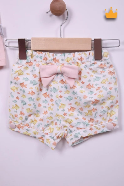 Babydola Kız Bebek Balık Desen Şortlu Takım 15097 - 5