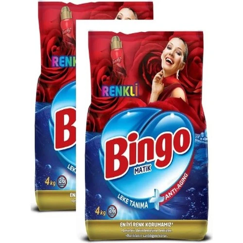 Bingo Renkli Toz Çamaşır Deterjanı 4 kg x 2li Toplam 8kg