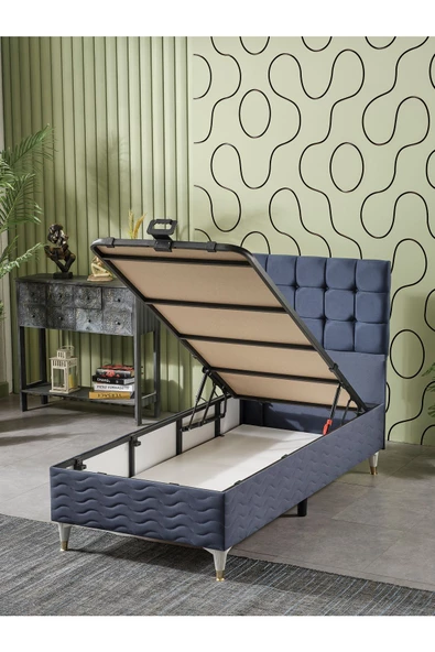 Beehanem Bengü 90x190 Tek Kişilik (Baza+Başlık) 2 Li Set (babyface indigo) - 2