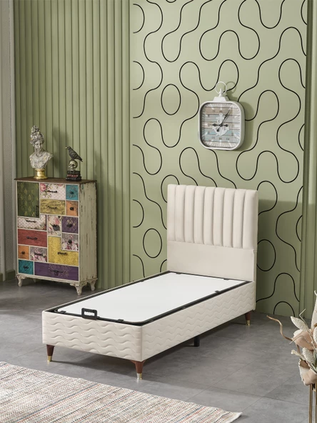 Beehanem Ezgi 90x190 Tek Kişilik (Baza+Başlık) 2 Li Set (BabyFace Krem)