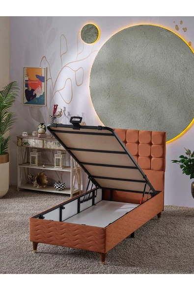 Beehanem Bengü 90x190 Tek Kişilik (Baza+Başlık) 2 Li Set (Babyface Kiremit) - 2