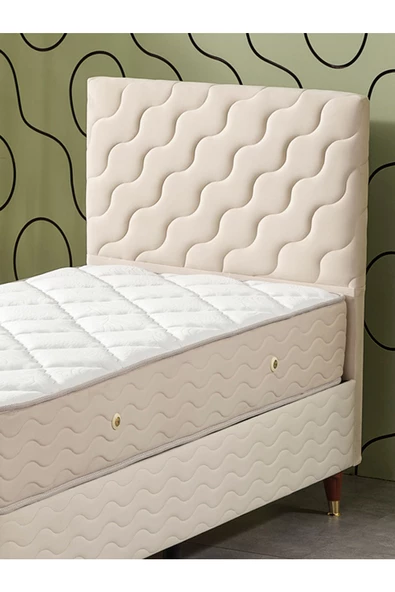 Beehanem Simge 90x190 Tek Kişilik (Baza+Başlık+Yatak) 3 Lü Set (BabyFace Krem) - 4