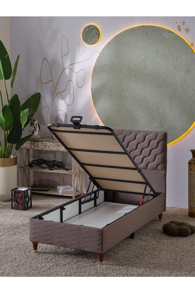 Beehanem Simge 90x190 Tek Kişilik (Baza+Başlık) 2 Li Set (Babyface Kahve) - 2