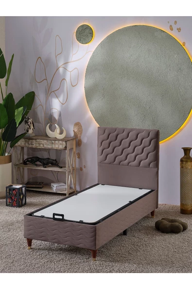 Beehanem Simge 90x190 Tek Kişilik (Baza+Başlık) 2 Li Set (Babyface Kahve)
