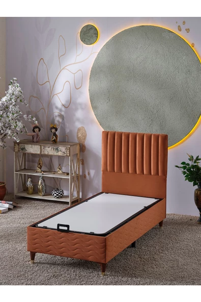Beehanem Ezgi 90x190 Tek Kişilik (Baza+Başlık+Yatak) 3 Lü Set (BabyFace Kiremit) - 2