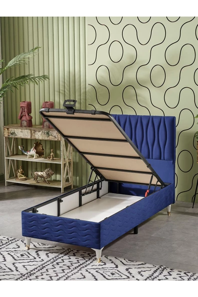Beehanem 90x190 Tek Kişilik (Baza+Başlık+Yatak) 3 Lü Set (Krem) - 3