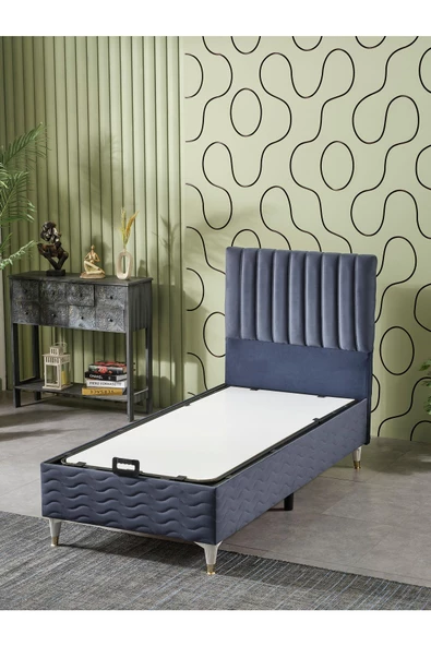 Beehanem Ezgi 90x190 Tek Kişilik (Baza+Başlık+Yatak) 3 Lü Set (BabyFace İndigo) - 2