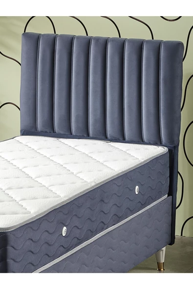 Beehanem Ezgi 90x190 Tek Kişilik (Baza+Başlık+Yatak) 3 Lü Set (BabyFace İndigo) - 4