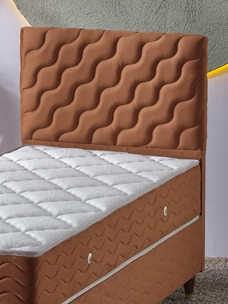 Beehanem Simge 90x190 Tek Kişilik (Baza+Başlık+Yatak) 3 Lü Set (Kiremit) - 4