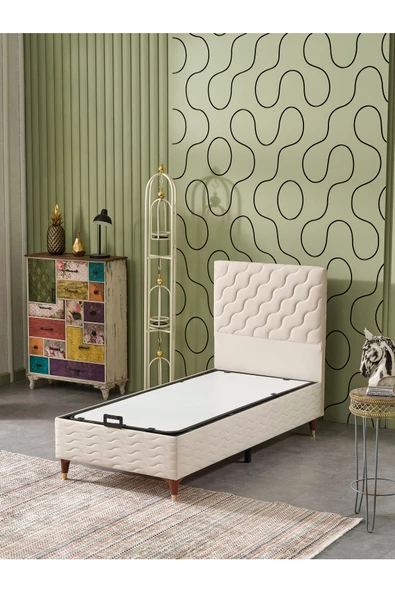 Beehanem Simge 90x190 Tek Kişilik (Baza+Başlık+Yatak) 3 Lü Set (BabyFace Krem) - 2