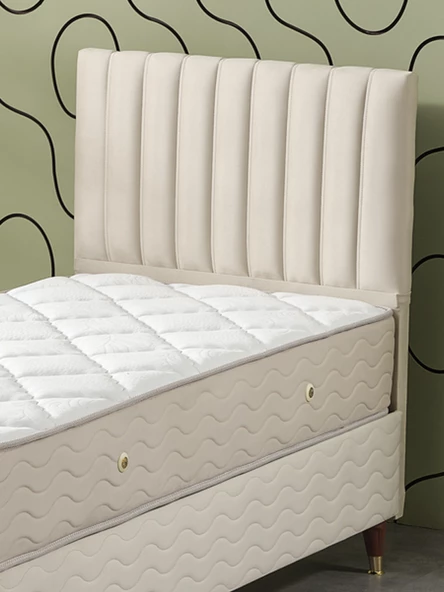 Beehanem Ezgi 90x190 Tek Kişilik (Baza+Başlık+Yatak) 3 Lü Set (BabyFace Krem) - 4