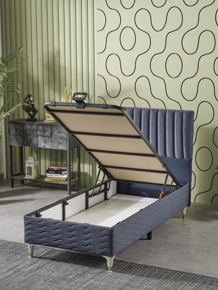 Beehanem Ezgi 90x190 Tek Kişilik (Baza+Başlık) 2 Li Set (BabyFace İndigo) - 2