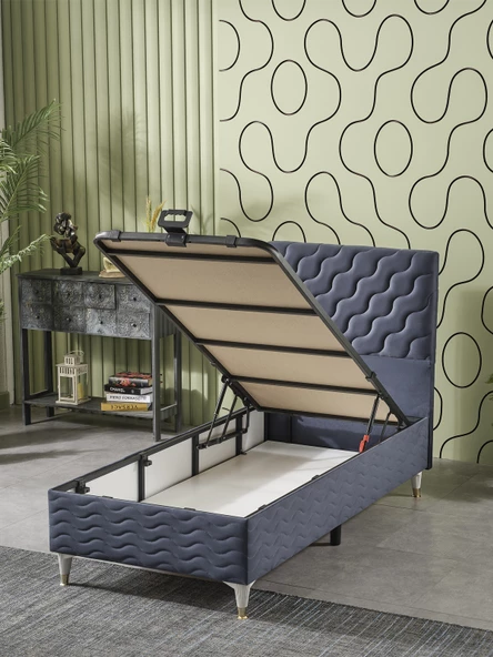 Beehanem Simge 90x190 Tek Kişilik (Baza+Başlık) 2 Li Set (BabyFace İndigo) - 2