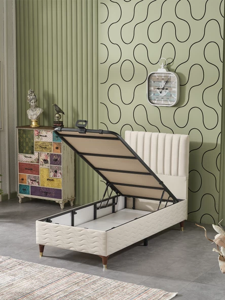 Beehanem Ezgi 90x190 Tek Kişilik (Baza+Başlık) 2 Li Set (BabyFace Krem) - 2