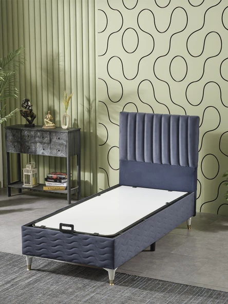 Beehanem Ezgi 90x190 Tek Kişilik (Baza+Başlık) 2 Li Set (BabyFace İndigo)