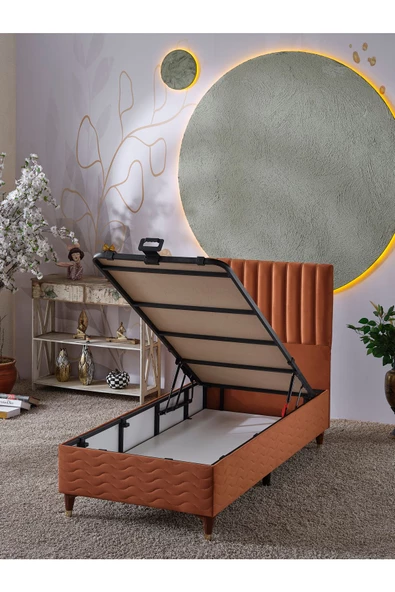 Beehanem Ezgi 90x190 Tek Kişilik (Baza+Başlık) 2 Li Set (Kiremit) - 2