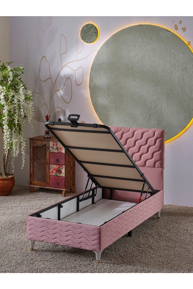 Beehanem Simge 90x190 Tek Kişilik (Baza+Başlık) 2 Li Set (Pembe) - 2