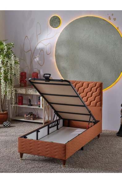 Beehanem Simge 90x190 Tek Kişilik (Baza+Başlık) 2 Li Set (Kiremit) - 2