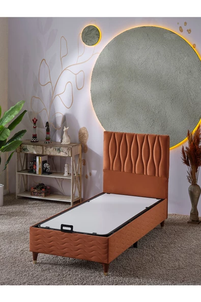 Beehanem Almula 90x190 Tek Kişilik (Baza+Başlık+Yatak) 3 Lü Set (Kiremit) - 2