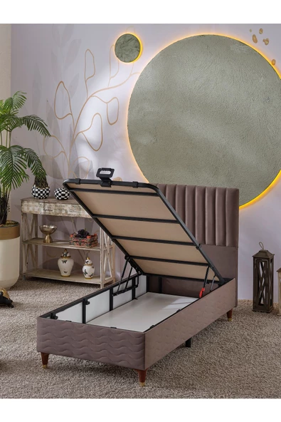Beehanem Ezgi 90x190 Tek Kişilik (BAZA BAŞLIK YATAK) 3 Lü Set (BABYFACE KAHVE) - 3