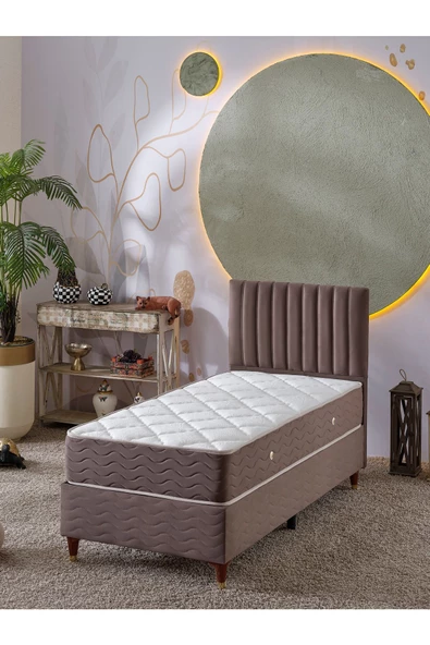 Beehanem Ezgi 90x190 Tek Kişilik (BAZA BAŞLIK YATAK) 3 Lü Set (BABYFACE KAHVE)