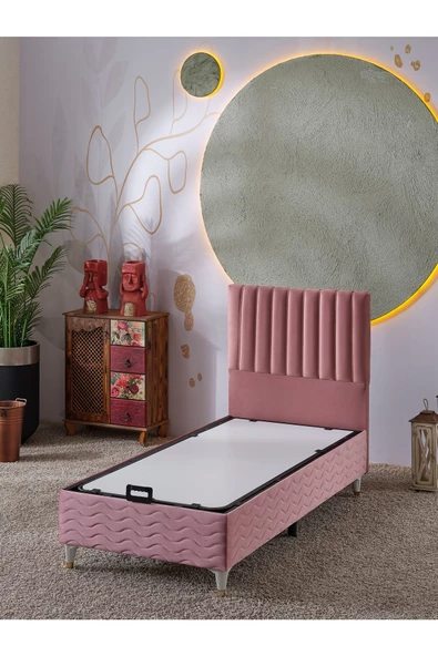 Beehanem Ezgi 90x190 Tek Kişilik (Baza+Başlık+Yatak) 3 Lü Set (Pembe) - 2