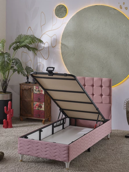 Beehanem 120x200 Bengü Yatak Baza Başlık Set Pembe - 3