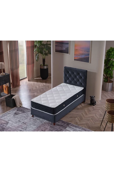 Beehanem Tek Kişilk 90x190 Mercan (Baza+Başlık+Yatak) 3Lü Set - 2