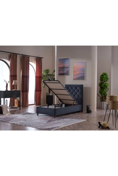 Beehanem Tek Kişilk 90x190 Mercan (Baza+Başlık+Yatak) 3Lü Set - 4