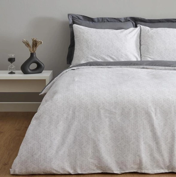 Karaca Home Ferne Gri %100 Pamuk Çift Kişilik Nevresim Takımı - 5