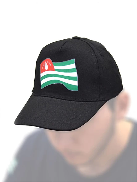 Abhaz Abaza Bayrak Baskılı Siyah Şapka - 5