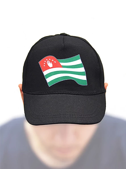 Abhaz Abaza Bayrak Baskılı Siyah Şapka - 3