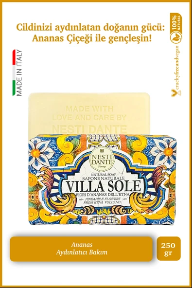 Villa Sole Fiori D'ananas Dell'etna Katı Sabun 250gr |Yaşlanma Karşıtı l Ananas ürün görseli 1
